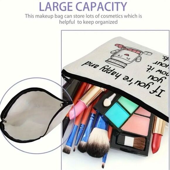 Medicine Bottle Bag ~ Happy & You Know It ~ It’s Your Meds! Linen Drug Pouch ~ - Picture 3 of 8